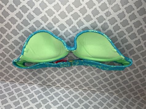 Victoria S Secret Strapless Bikini Top Lace Swim Teal Gem