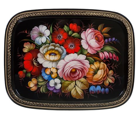 Жостовский поднос декоративный, размер 45х35 см (A19), металлический ...