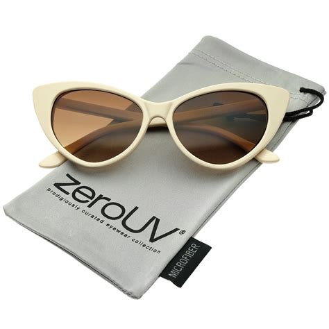 Zerouv Female Womens Retro Oversized High Point Cat Eye Sunglasses