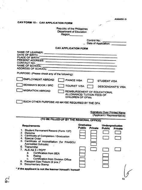 Cav Form Pdf