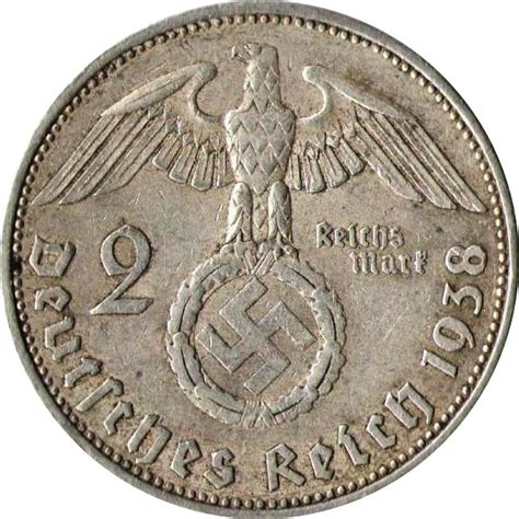 Germany 2 Reichsmark 1936 1939 Paul Von Hindenburg Foreign Currency