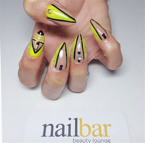 Neon Nude Black Stiletto Nails