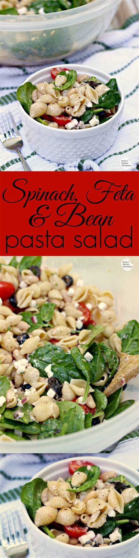 Spinach Feta And White Bean Pasta Salad By Renee S Kitchen Adventures Easy Healthy Recipe