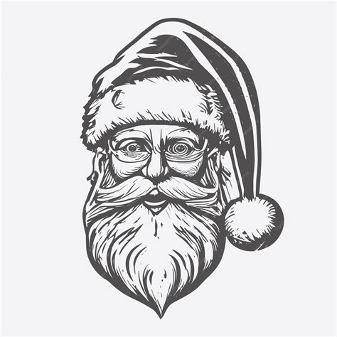 Premium Vector | Black and white santa vintage vector