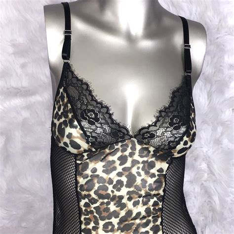 Mini Cheetah Print Lingerie Slip Dress Sheer Mesh Depop
