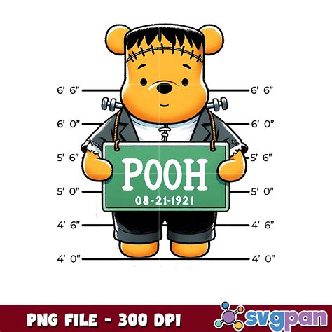 Poohkenstain in prison png, spooky season png, halloween cartoons png