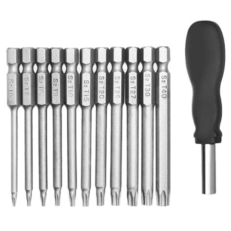 11 Pack 75mm Torx Head Screwdriver Bit Set 14 Inch Hex Shank T6 T40 Star Screwdriver Tool Kit