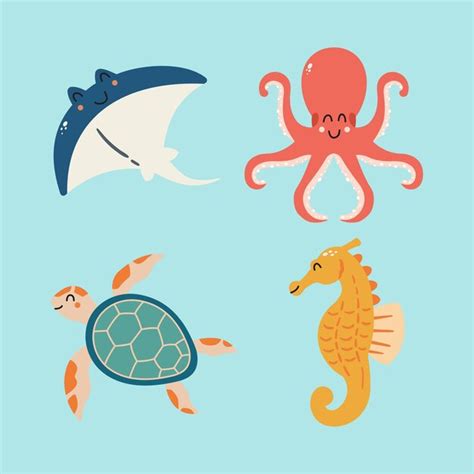 Premium Vector | Free vector sea animals collection