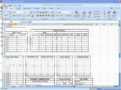 spread sheet  engine builders team chevelle