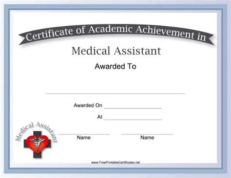 Medical Assistant Academic Certificate With Red Heart And Cross