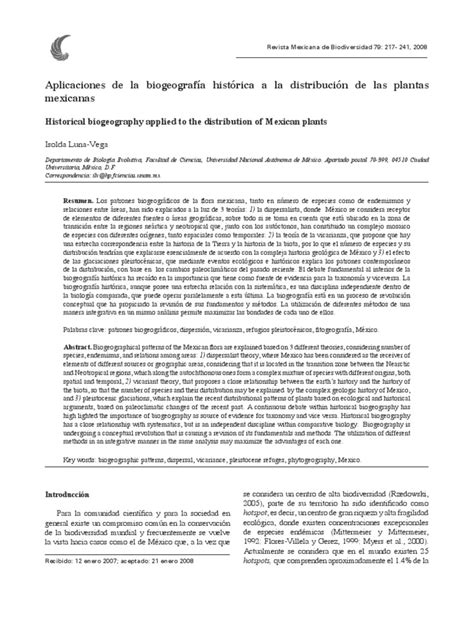 Pdf Aplicaciones De La Biogeograf A Hist Rica A La Distribuci N De