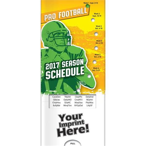 Pro Football Schedule With Custom Branding Promotional Product Ideas