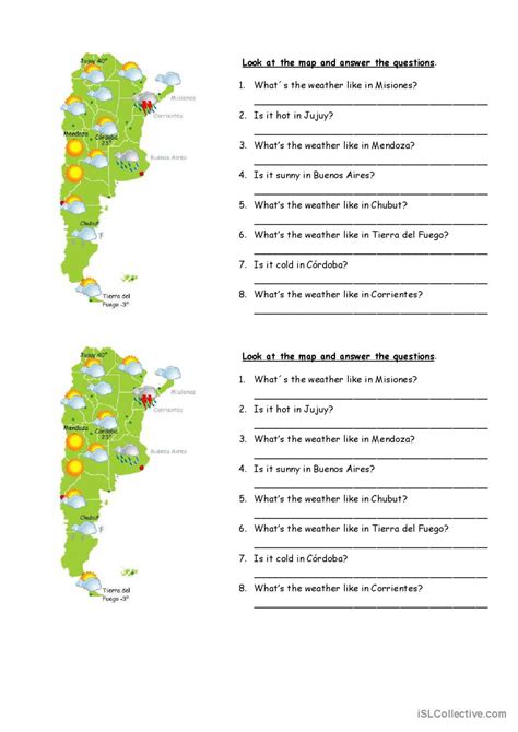 Weather in Argentina: English ESL worksheets pdf & doc