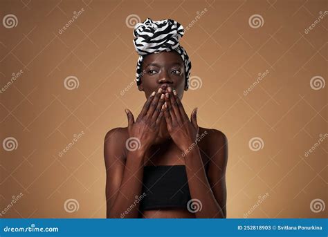 Black Girl Blowing Air Kiss And Looking Away Stock Image Image Of Woman Slim 252818903