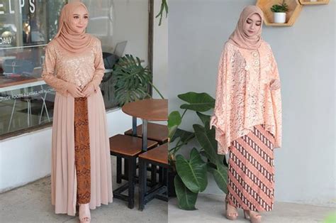 4 Ide Padu Padan Kebaya Brokat Hijab Warna Nude Dan Rok Batik Untuk Gaya Kondangan Anggun Dan
