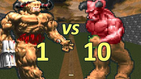 Cyberdemon Vs 10 Barons Of Hell Monster Infighting Doom Retro