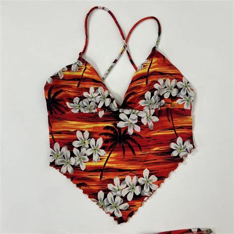 Y2k Two Piece Hawaiian Style Bikini Set Tank Top Depop
