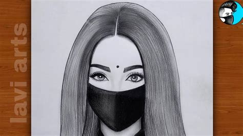 How to draw girl Face with mask (Vey Easy ) | Easy Girl drawing ...