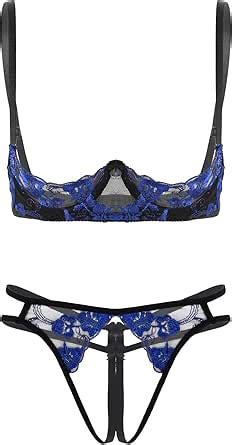 Amazon ACSUSS Womens Lingerie Set Bare Exposed Breasts Underwire Push Up Bra Top With