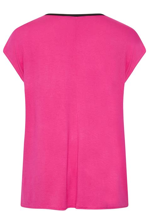 Limited Collection Plus Size Hot Pink Leopard Print Colour Block T Shirt Yours Clothing