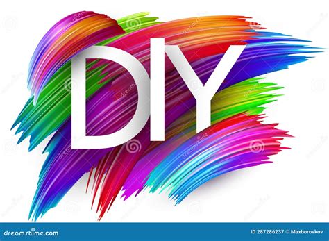 Diy Paper Word Sign With Colorful Spectrum Paint Brush Strokes Over