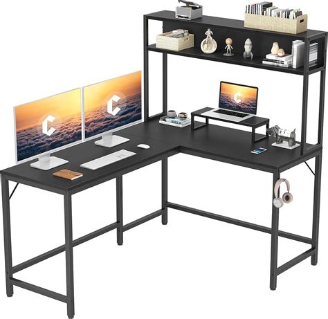 CubiCubi L Shaped Desk With Hutch 59 Corner Computer Desk Home Office