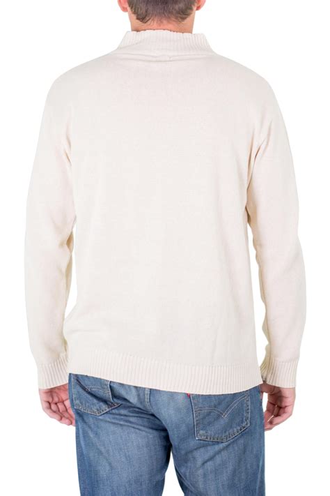 Mens Cotton Sweater Ivory Comfort Novica
