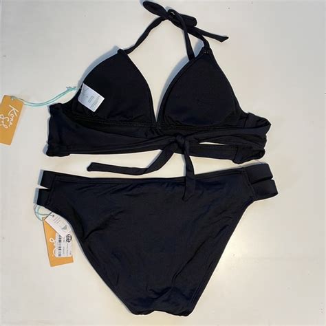 Kona Sol Swim Womens Faux Wrap Bikini Top And Bottom Kona Sol