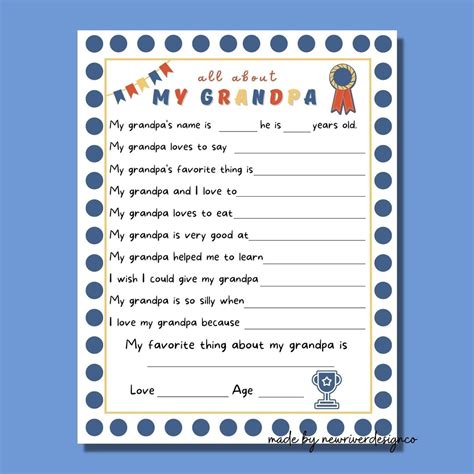 All About My Granddad I Love My Grandpa Printable Grandparents Day