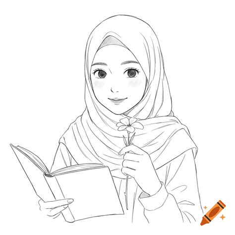 hijabi girl drawing outline  craiyon