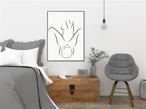 Oral Sex Sensual Print Erotic Line Art Minimalist Couple Making Love