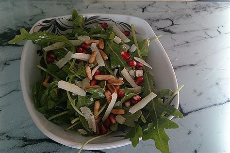 Rocket Salad With Pomegranate Pine Nuts And Parmesan