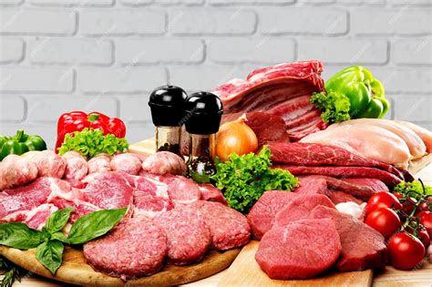 premium photo fresh raw meat background  vegetables