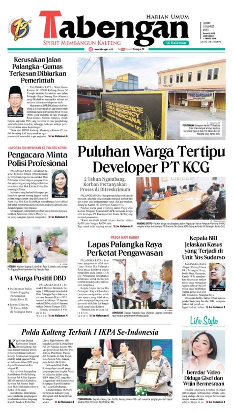 Koran Harian Umum Tabengan Edisi 10 Maret 2023