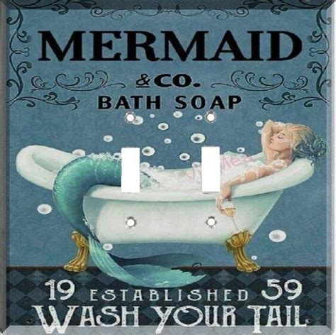 Mermaid Bath Soap Tub Light Switch Plate Wall Cover Room Bathroom Wash