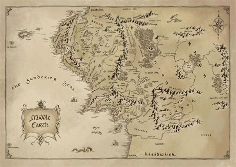 Middle Earth Map draw by me :) : r/lotr