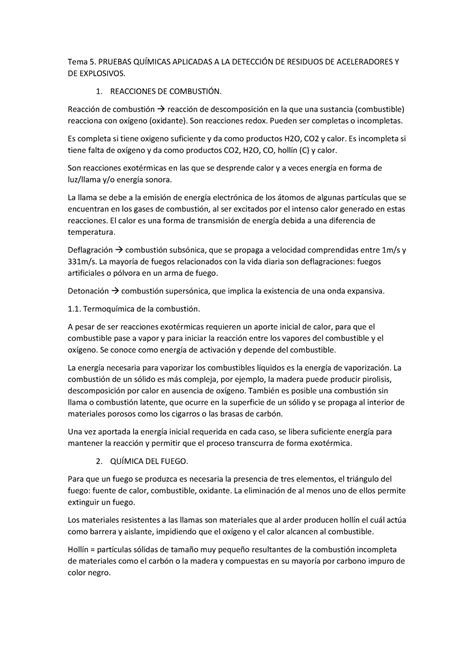 Resumen Forense Tema 5 Tema 5 PRUEBAS APLICADAS A LA DE RESIDUOS DE