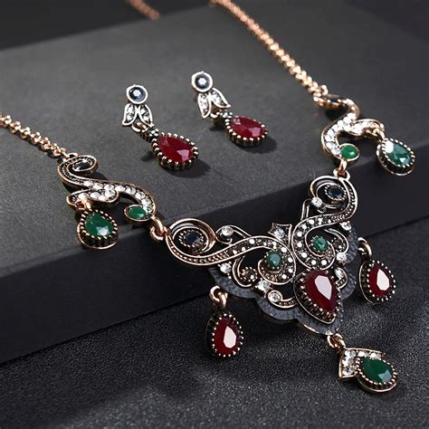 Aliexpress Buy Turkish Vintage Red Crystal Jewelry Sets For Women