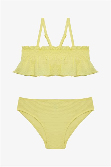 Penti Sarı Kız Çocuk Lilly Lemon Fırfırlı Bandeau Bikini Takımı