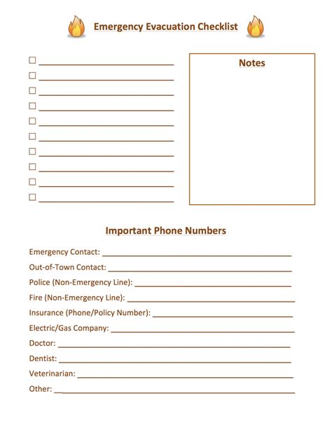 Printable Emergency Evacuation Checklist Template Samples Hmh Designs ...