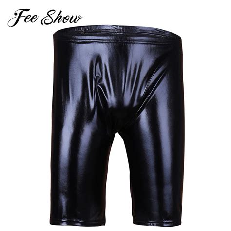 Jual Import Black Men Lingerie Patent Leather Shorts Wetlook Boxer Exotic Underpants Mens Boxer