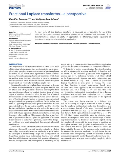 (PDF) Fractional Laplace transforms—a perspective
