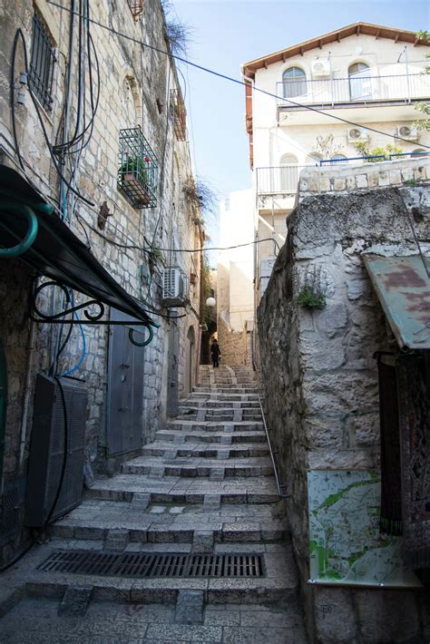 gray narrow alley  stock photo