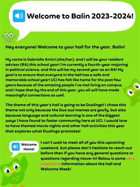 Balin Welcome Letter Pdf
