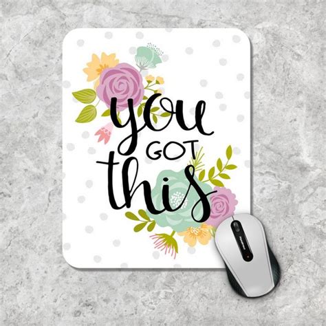 Floral Mousepad Quote Mouse Pad Watercolor Mouse Mat Custom - Etsy