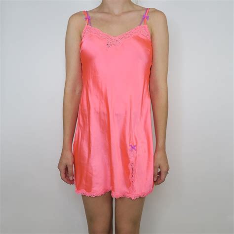 Vintage Victoria Secret Hot Pink Lingerie Nightgown S Gem