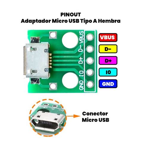 Adaptador Micro Usb Tipo B Hembra A Dip Pcb Pines Unit Electronics