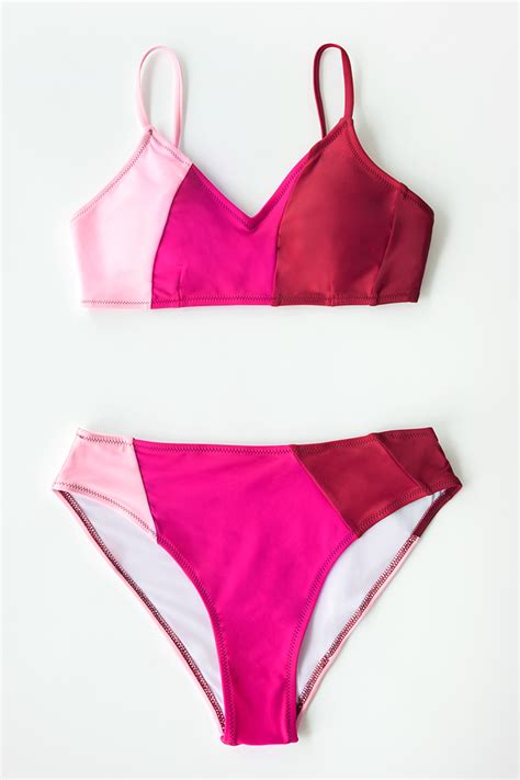 Bikini Rojo De Baya Con Bloqueado De Color