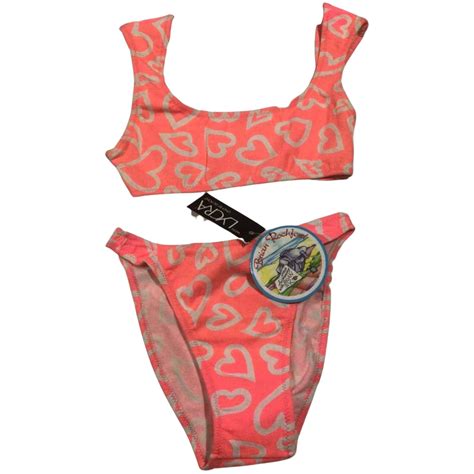 BNWT S Vintage Brian Rochford Womens Pink White Bikini Size