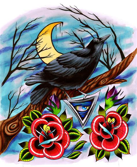 raven tattoo design  jerrrroen  deviantart